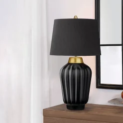 Nachttischlampe Keramik Stoff 56,2 cm hoch E27