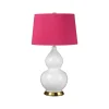 Nachttischlampe Keramik Stoff 64 cm E27 Weiß Pink