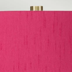 Nachttischlampe Keramik Stoff 64 cm E27 Weiß Pink