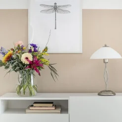 Nachttischlampe Metall Glas in Stahl Weiß E27 45 cm