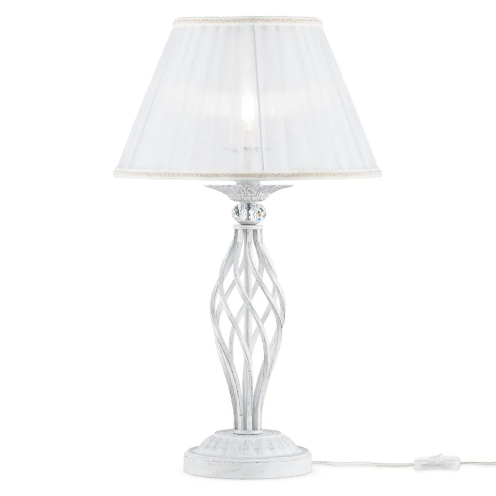 Nachttischlampe Metall Stoff E14 56 cm rund Klassisch