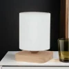 Nachttischlampe Modern Stoff Holz E27 20cm klein