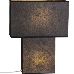 Nachttischlampe Papier 50 cm Schwarz eckig Modern 2x E27