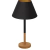 Nachttischlampe Schwarz Natur Gold Stoff Holz 56 cm E27