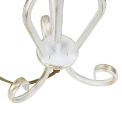 Nachttischlampe Shabby Gold Weiß Stoff Schirm 45cm