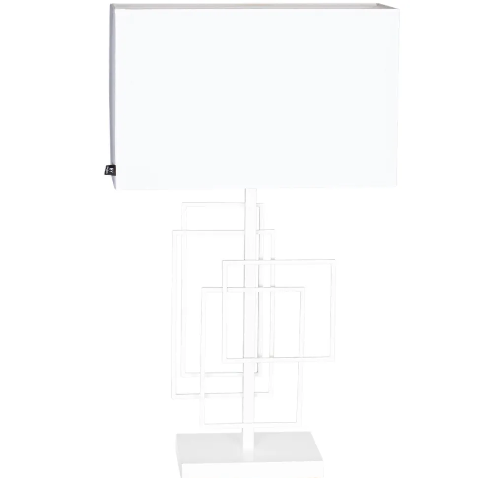 Nachttischlampe Stoff Metall E27 69 cm hoch Weiß Modern