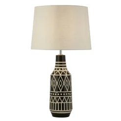 Nachttischleuchte E27 69 cm Schwarz Weiß Keramik Stoff