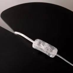 Nachttischleuchte Edelstahl Stoff 47 cm in Gold Weiß