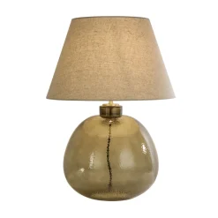 Nachttischleuchte Glassockel Stoffschirm E27 56,5 cm