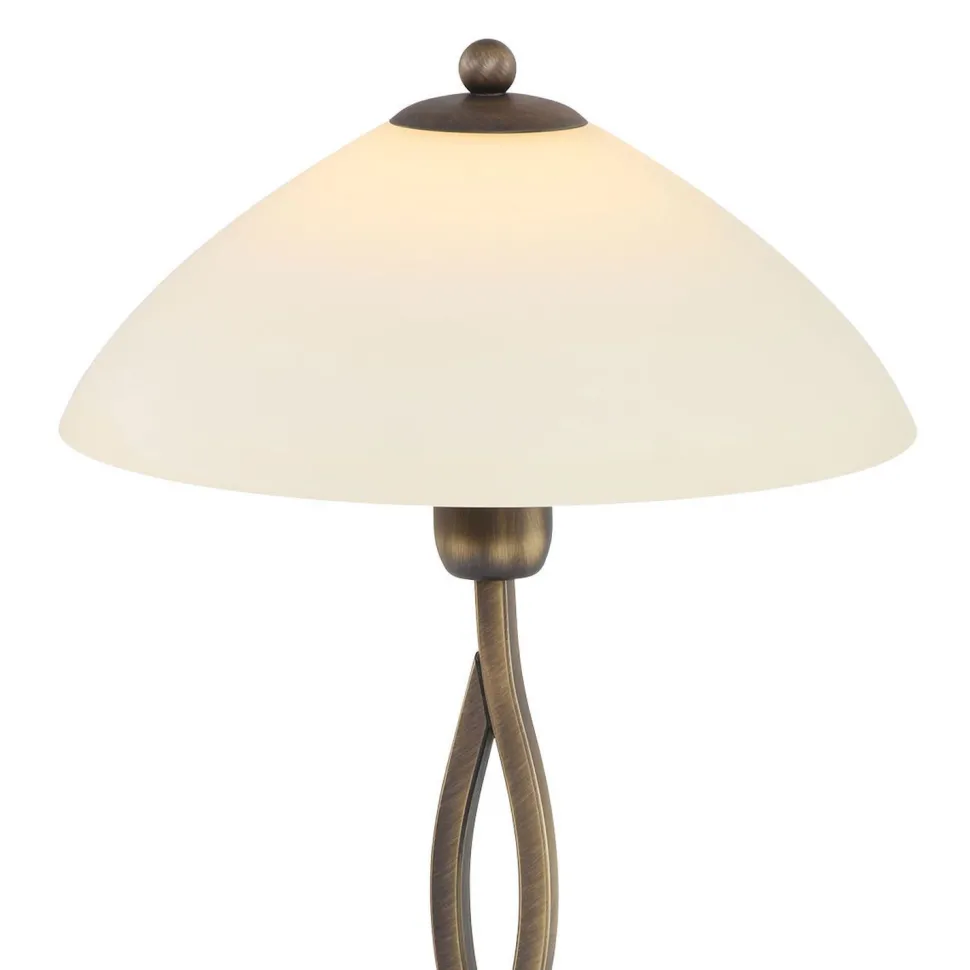 Nachttischleuchte Metall Glas in Bronze Creme E27 45 cm