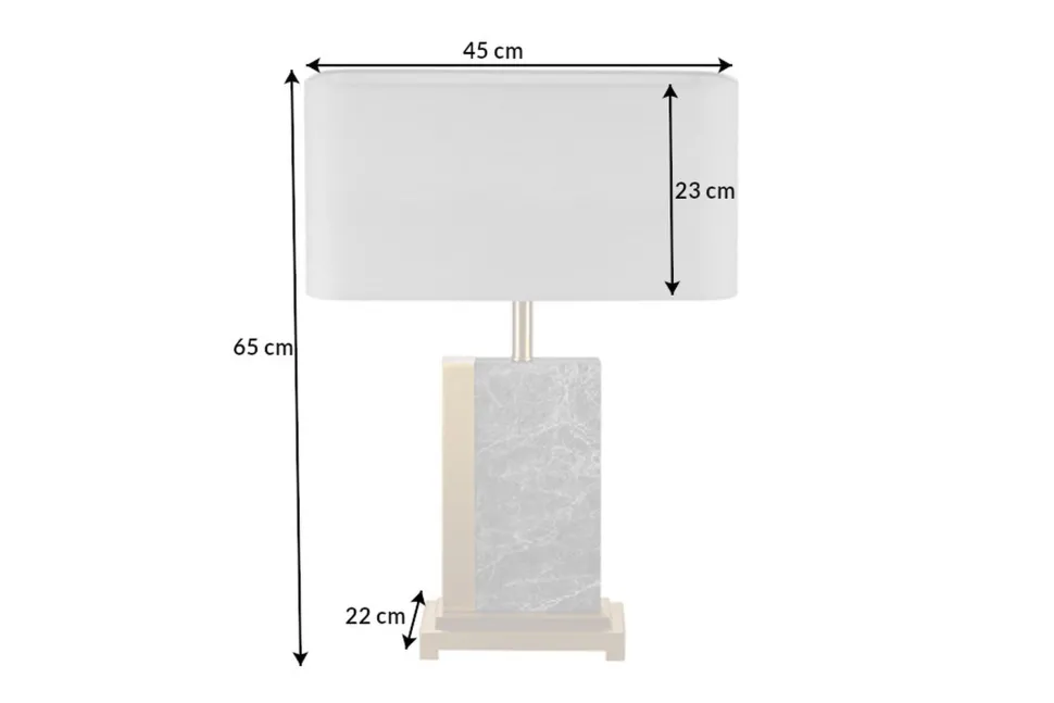 Nachttischleuchte Stoff Marmor Stahl 65 cm in Gold Grau