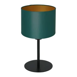 Nachttischleuchte Stoff Metall H:34 cm E27 Petrol Gold