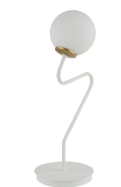 Nachttischleuchte Weiß Gold Metall Glas blendarm 42 cm