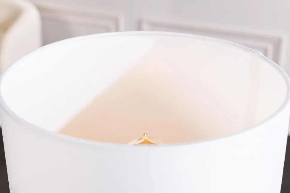 Nachttischleuchte Weiß Natur Stoff Holz 45 cm gemütlich