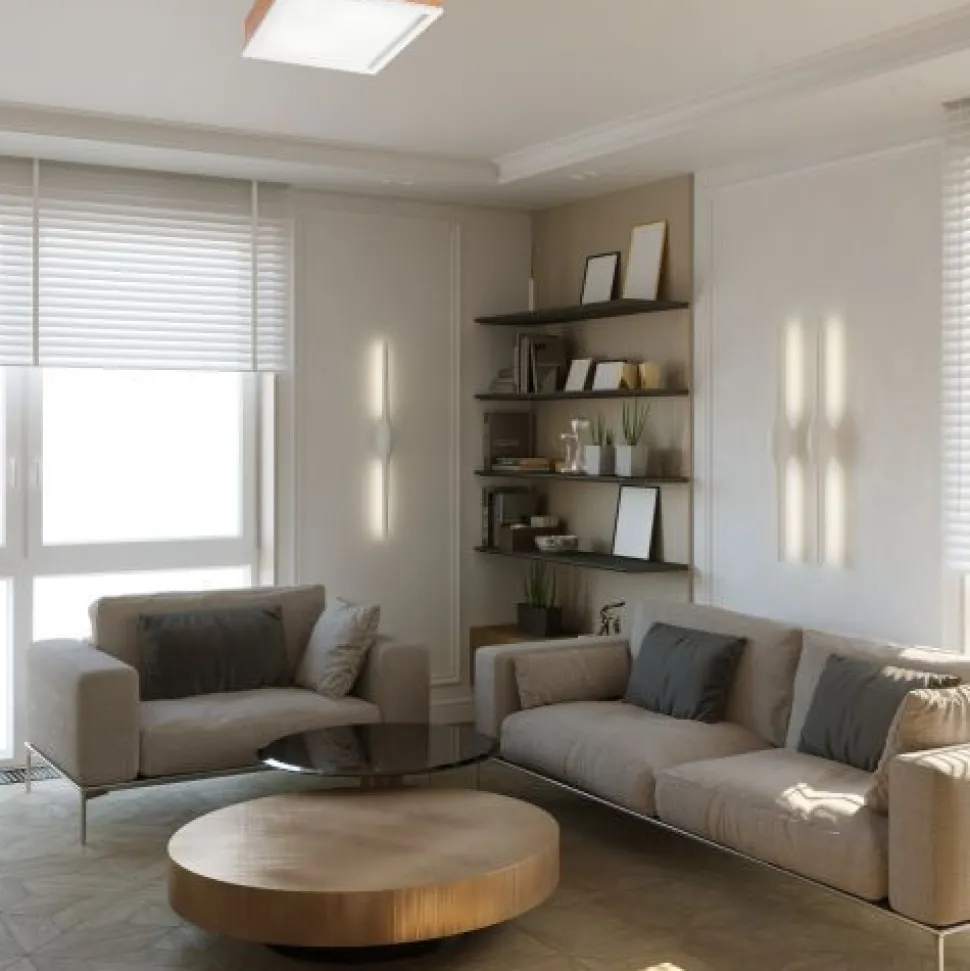 Natürliche Deckenlampe Eiche Glas L:31 cm E27 2-flmg