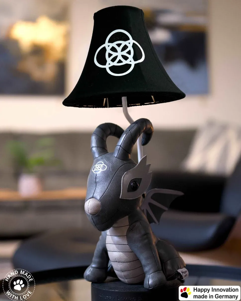 Niedliche Kinderzimmerlampe LED 58 cm Drache Grau Schwarz