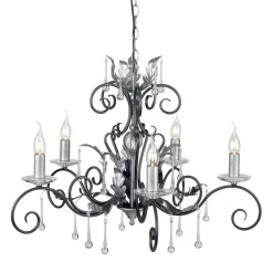 Opulenter Lüster GOTICA Schwarz Silber mit Kristall