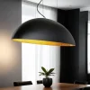 Ovale Pendelleuchte Schwarz Gold L:117cm groß