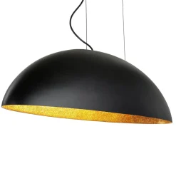 Ovale Pendelleuchte Schwarz Gold L:117cm groß