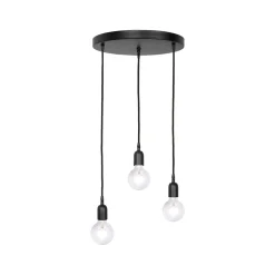Pendelleuchte Ø 40 cm 3-flammig E27 Schwarz matt verstellbar