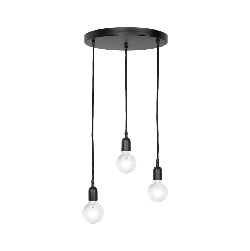Pendelleuchte Ø 40 cm 3-flammig E27 Schwarz matt verstellbar