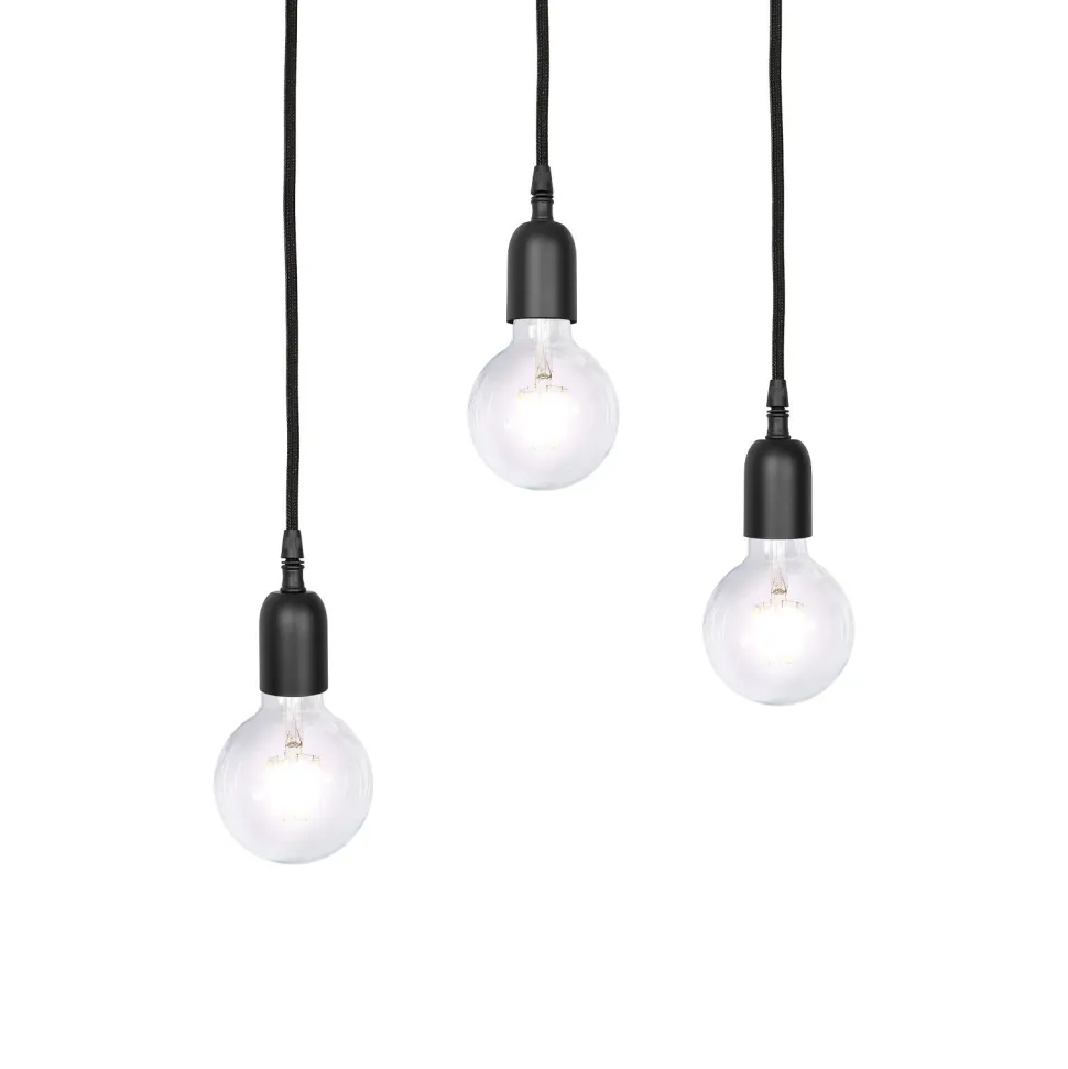 Pendelleuchte Ø 40 cm 3-flammig E27 Schwarz matt verstellbar