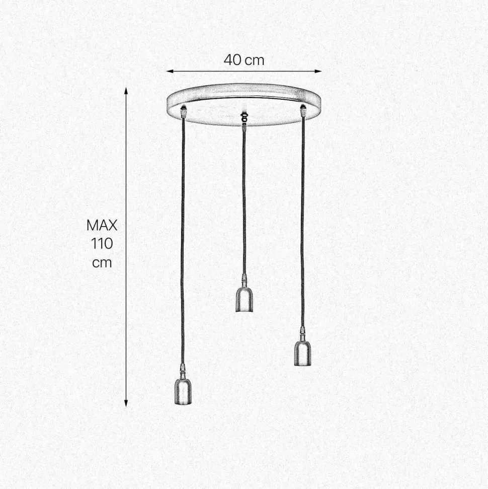 Pendelleuchte Ø 40 cm 3-flammig E27 Schwarz matt verstellbar