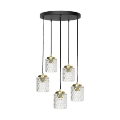 Pendelleuchte Ø 45 cm Messing Eisen Glas E27 verstellbar