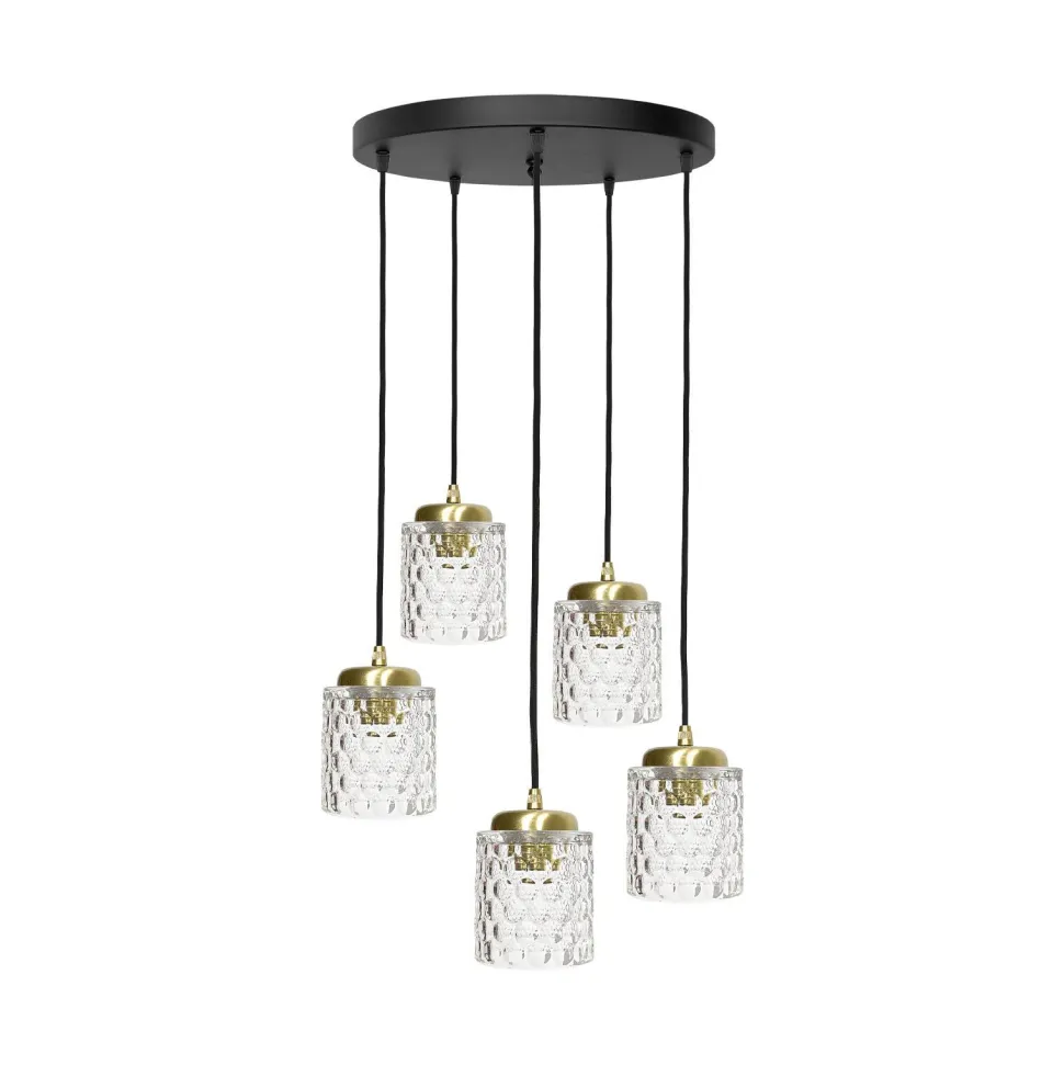 Pendelleuchte Ø 45 cm Messing Eisen Glas E27 verstellbar