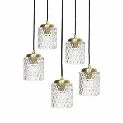 Pendelleuchte Ø 45 cm Messing Eisen Glas E27 verstellbar