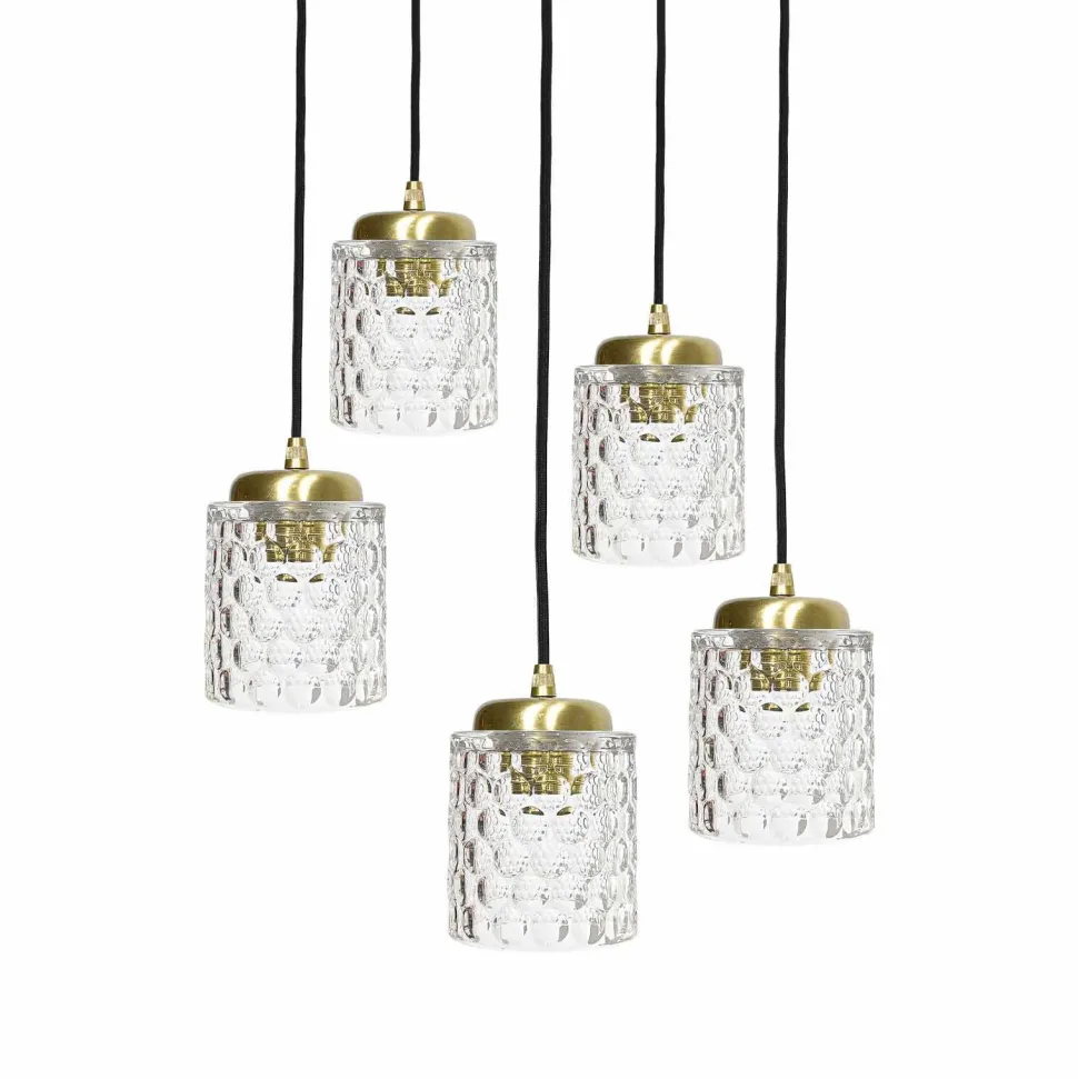 Pendelleuchte Ø 45 cm Messing Eisen Glas E27 verstellbar