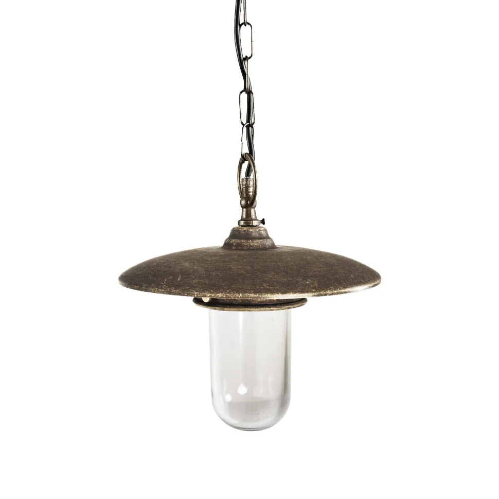 Pendelleuchte außen IP44 Messing Glas E27 Ø 25 cm