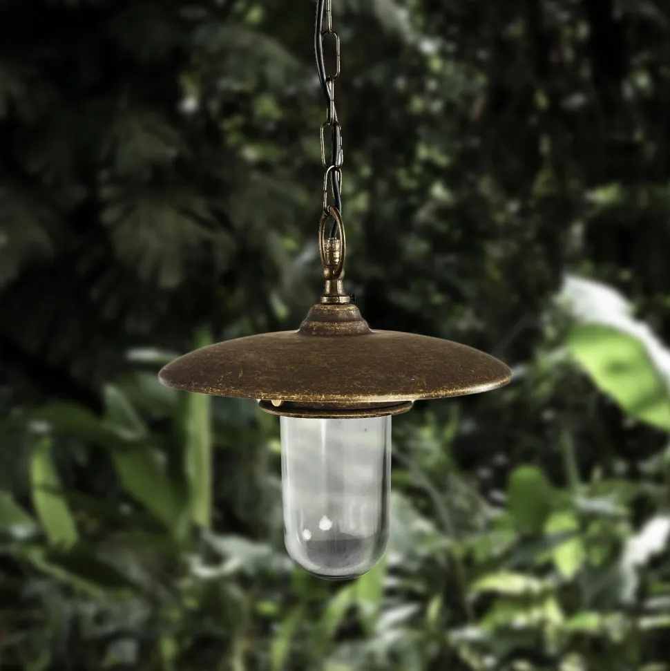 Pendelleuchte außen IP44 Messing Glas E27 Ø 25 cm