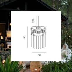 Pendelleuchte außen kabellos LED Akku IP54 Ø 30cm Beige 2700K