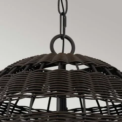 Pendelleuchte außen Korbschirm E27 IP44 in Bronze dunkel