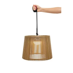 Pendelleuchte außen LED Akku Holz Ø 39 cm IP54 2700 K dimmbar