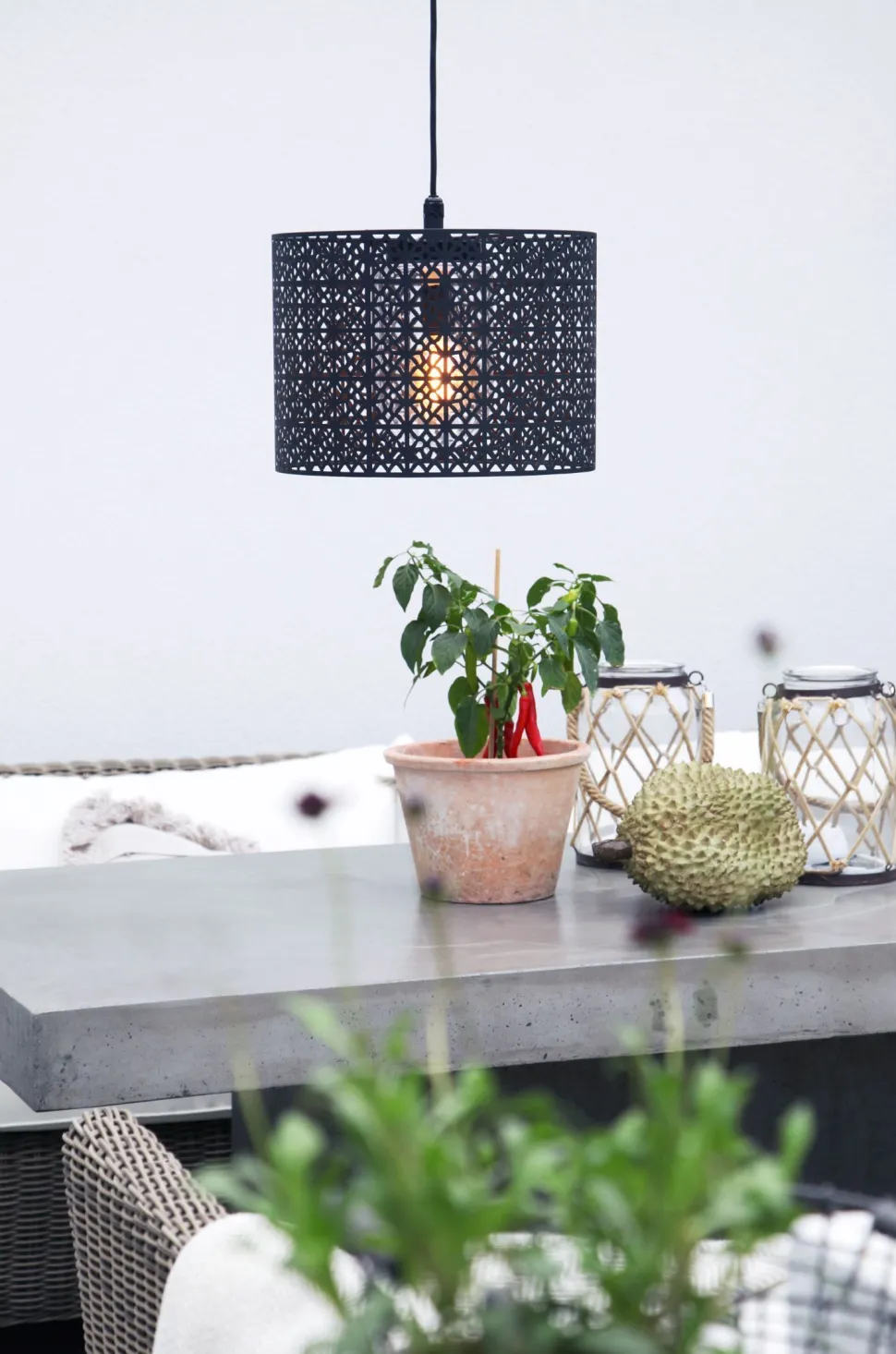 Pendelleuchte außen Metall E27 IP44 rund Ø 36 cm Modern