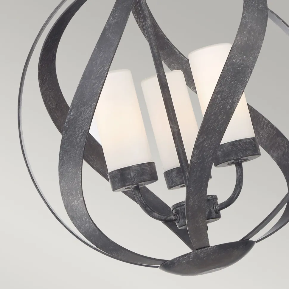 Pendelleuchte außen Metall Glas 3x E14 IP44 Ø 41 cm