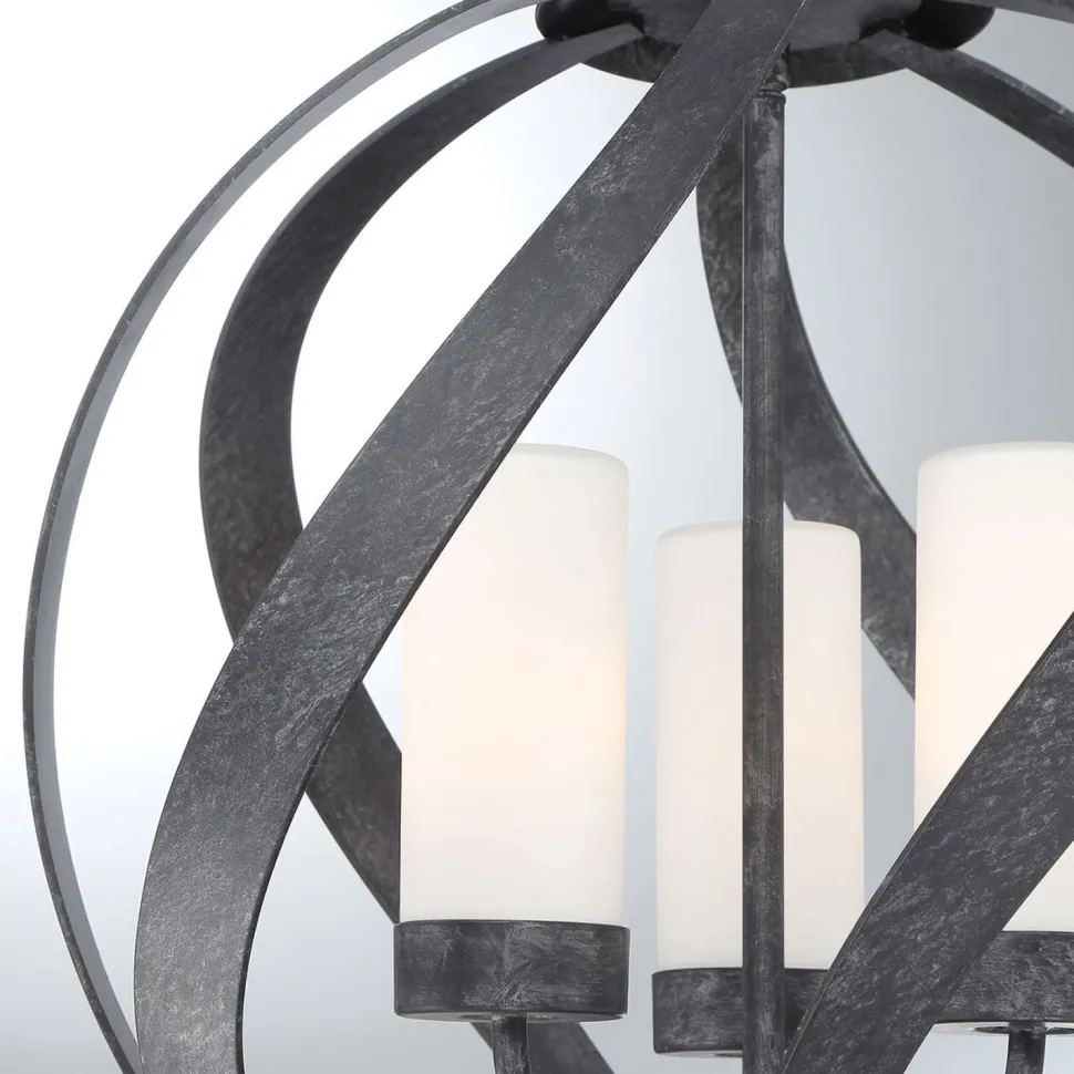 Pendelleuchte außen Metall Glas 3x E14 IP44 Ø 41 cm