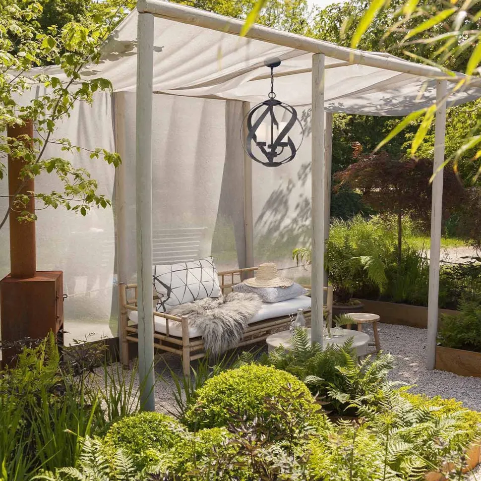 Pendelleuchte außen Metall Glas 3x E14 IP44 Ø 41 cm