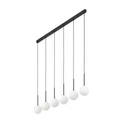 Pendelleuchte B: 122 cm Glas Metall Schwarz Weiß 6x G9