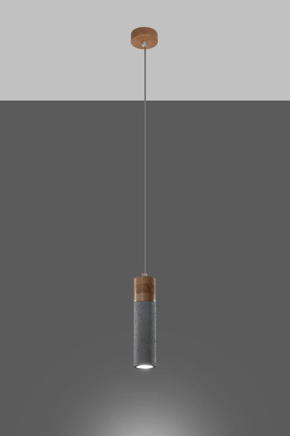 Pendelleuchte Beton Holz Ø 7 cm schmal Grau GU10
