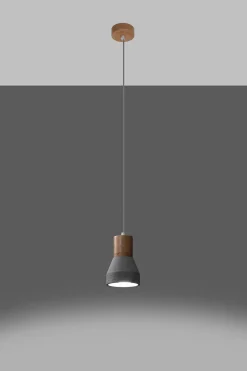 Pendelleuchte Beton Holz Ø 12 cm Skandinavisch E27