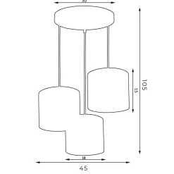 Pendelleuchte Blau Gold Stoff Metall 3-flammig blendarm