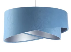 Pendelleuchte Blau Silber E27 rund Ø 50 cm Velours Optik