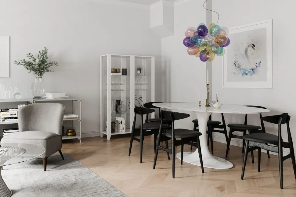 Pendelleuchte Bunt B: 50 cm H: max. 120 cm Glas Metall 8x G9