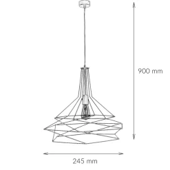Pendelleuchte Draht Schwarz geometrisch Esstisch