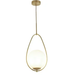 Pendelleuchte E27 in Gold Weiß Glas Metall Jugendstil