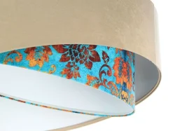 Pendelleuchte E27 rund Ø 50 cm Stoff Velours Optik Beige Bunt