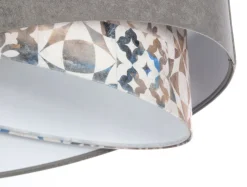 Pendelleuchte E27 rund Ø 50 cm Stoff Velours Optik Grau Beige